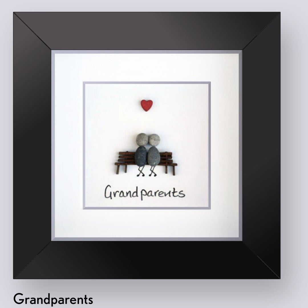 Grandparents Pebble Art 4 x4" Black Frame