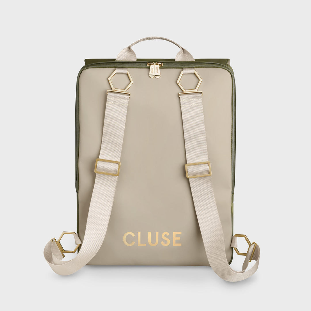 Le Réversible Backpack, Dark Green Moss, Gold Colour