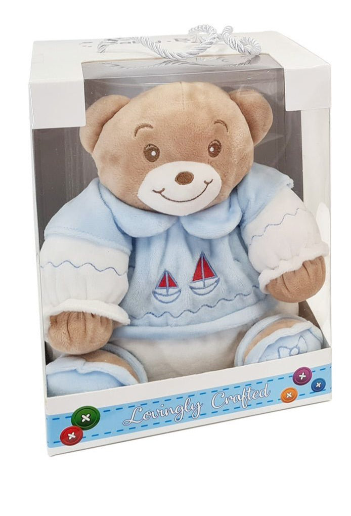 Soft Round Plush Blue Bear In Gift Box