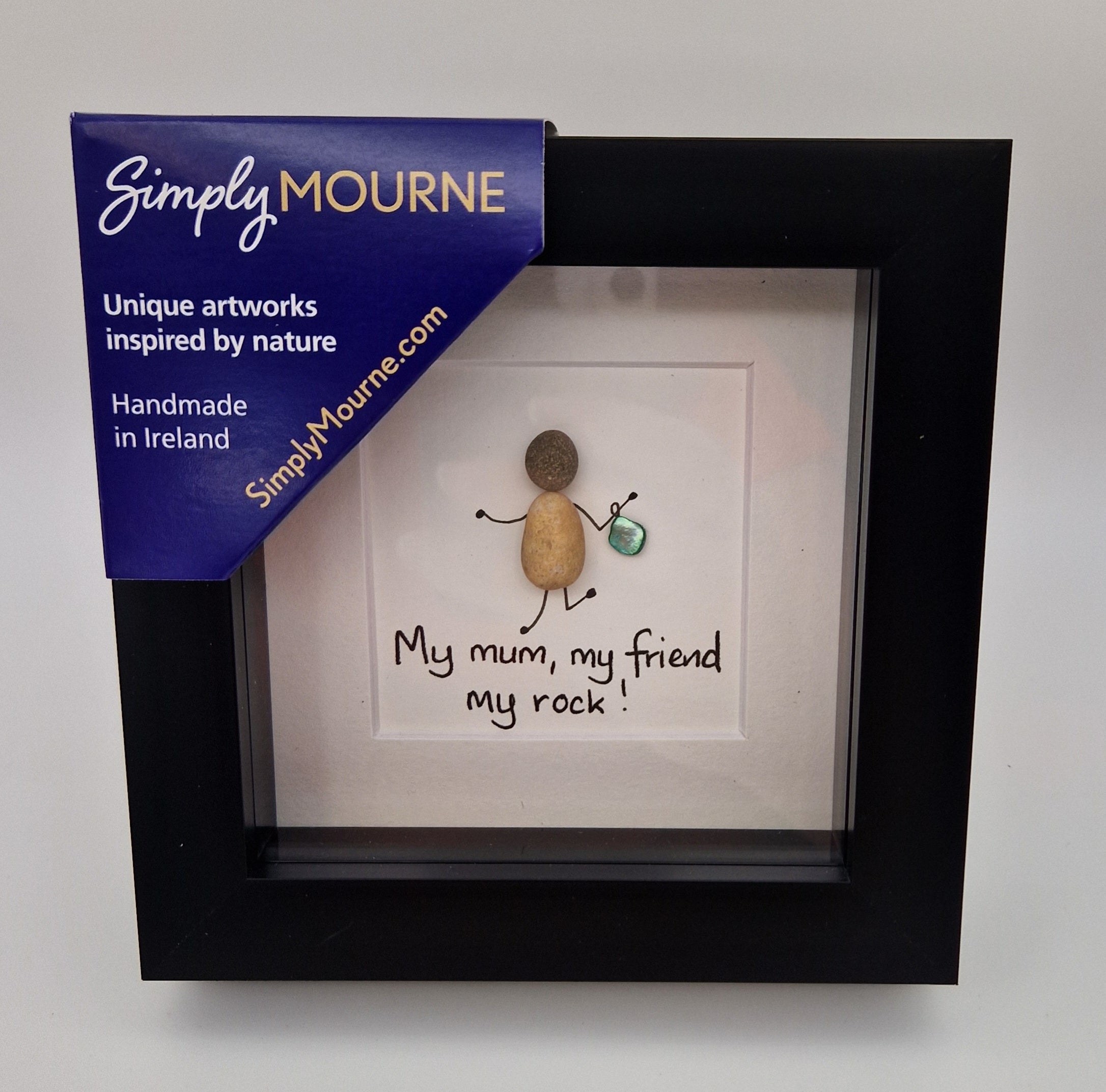 My Mum My Rock Pebble Art 4x4" Black Frame