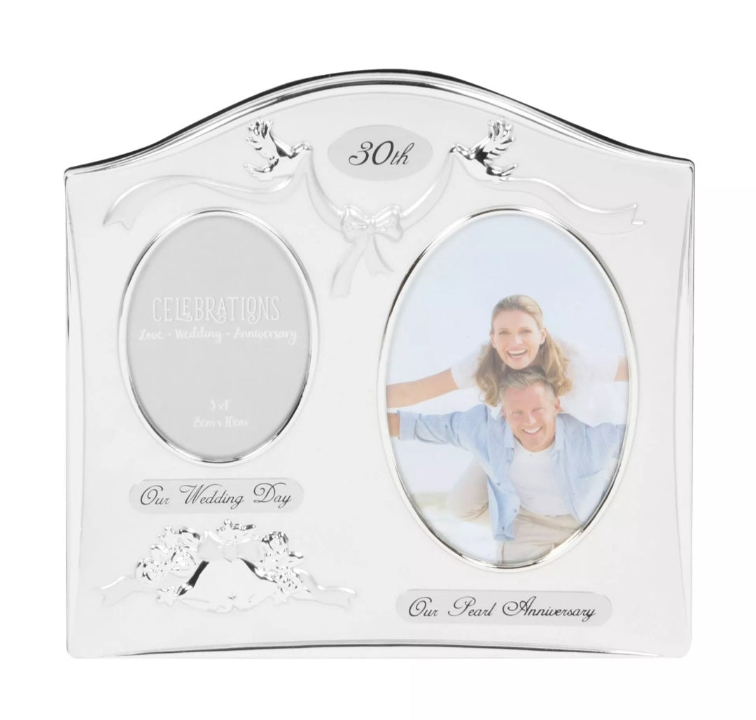 Photo Frame 2Tone S/Plated Double Anniversary - 30th