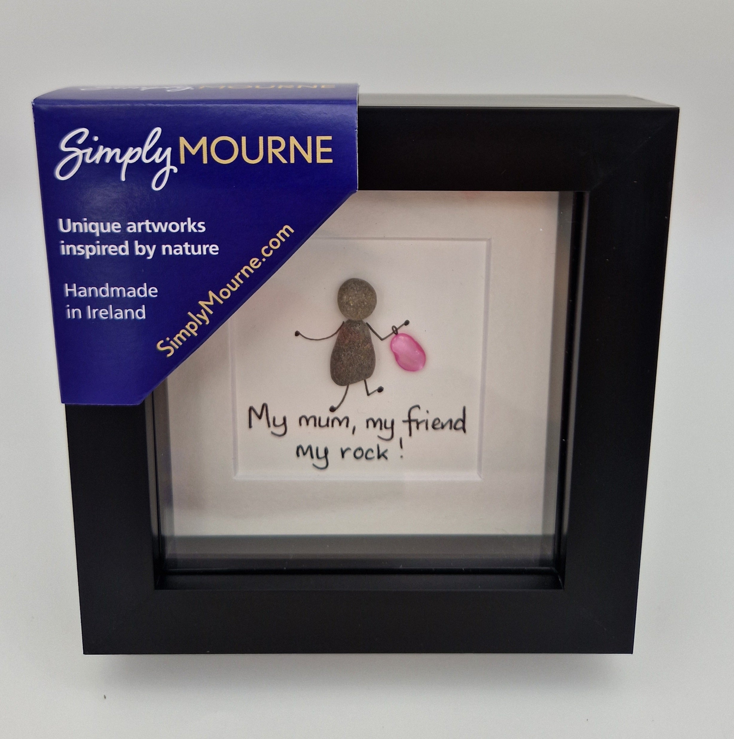 My Mum My Rock Pebble Art 4x4" Black Frame