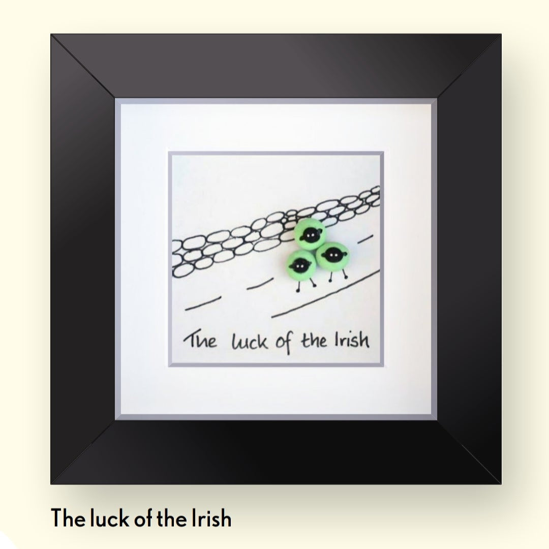 The Luck Of The Irish Pebble Art 4x4" Black Frame