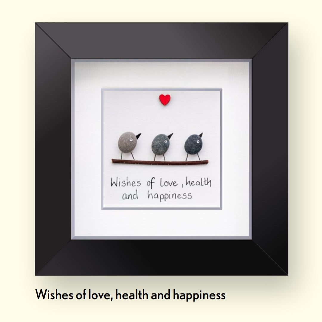 Wishes Of Love, Health And Happiness Pebble Art 4x4"