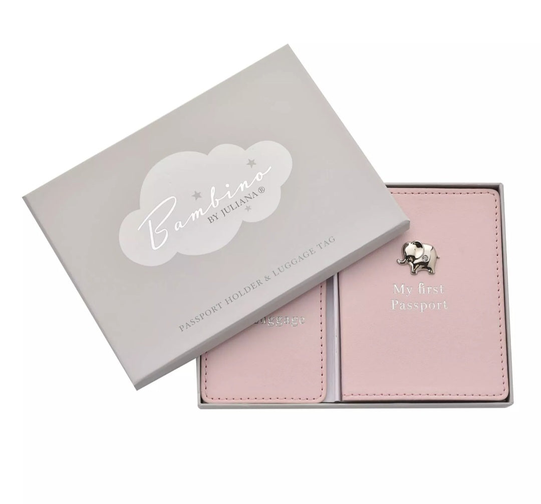 Bambino Passport Holder and Luggage Tag Set - Pink