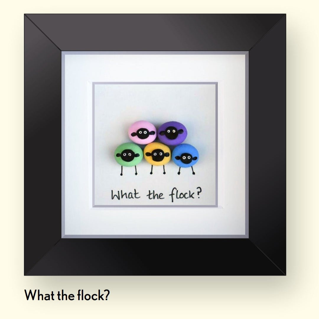 What the Flock Pebble Art 4x4" Black Frame