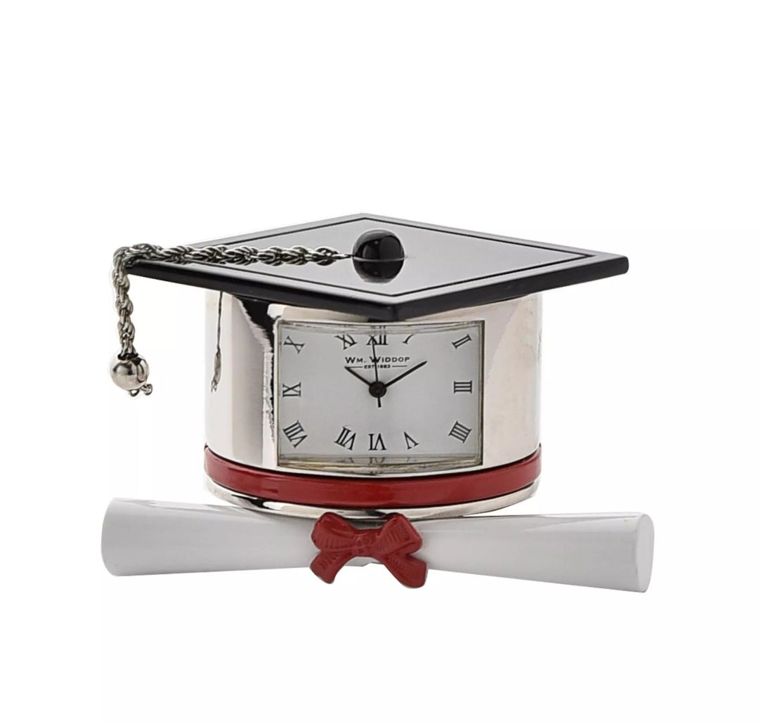 Wm.Widdop Miniature Clock - Graduation Hat & Scroll