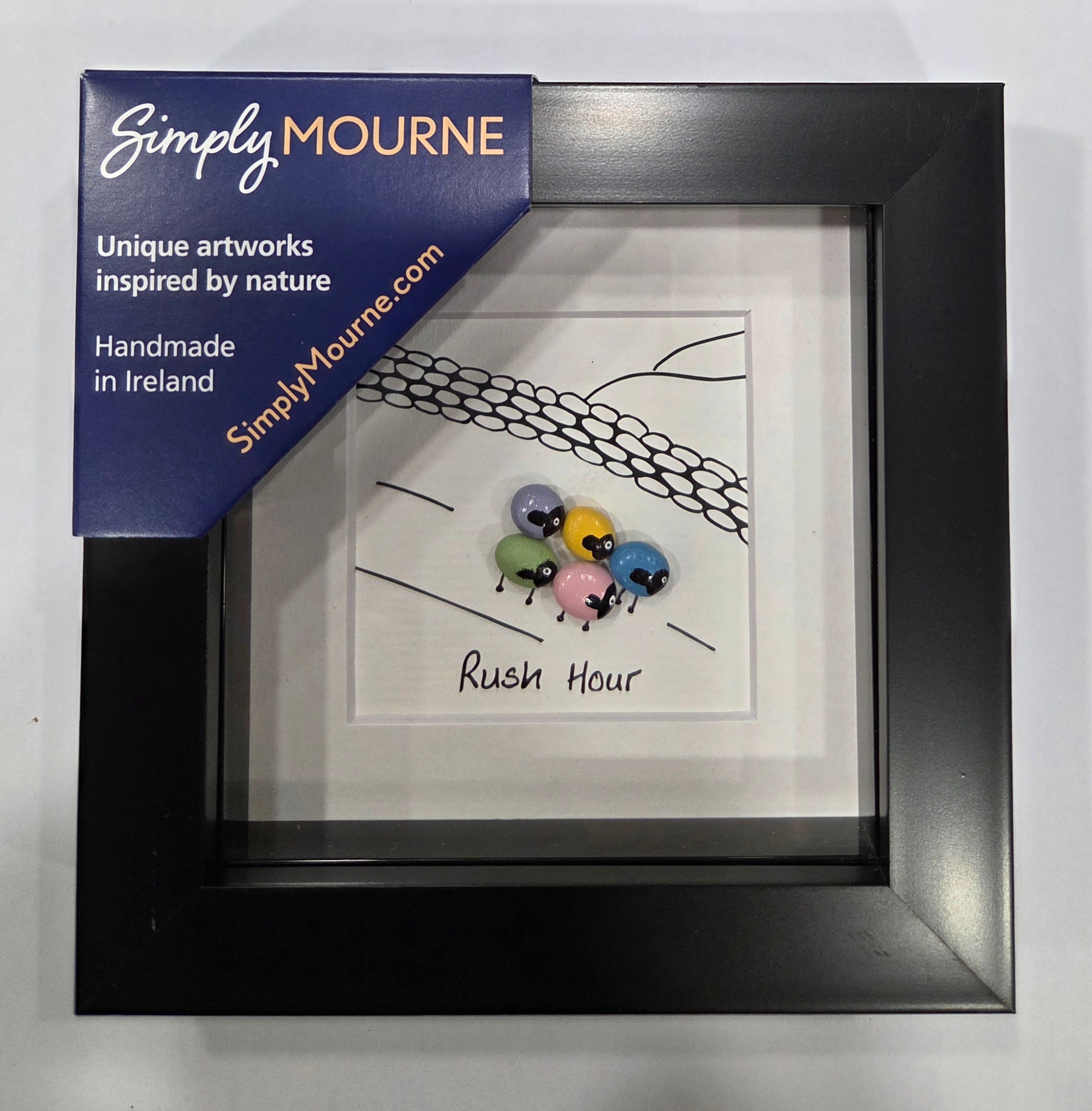 Rush Hour Pebble Art 4x4 Black Frame