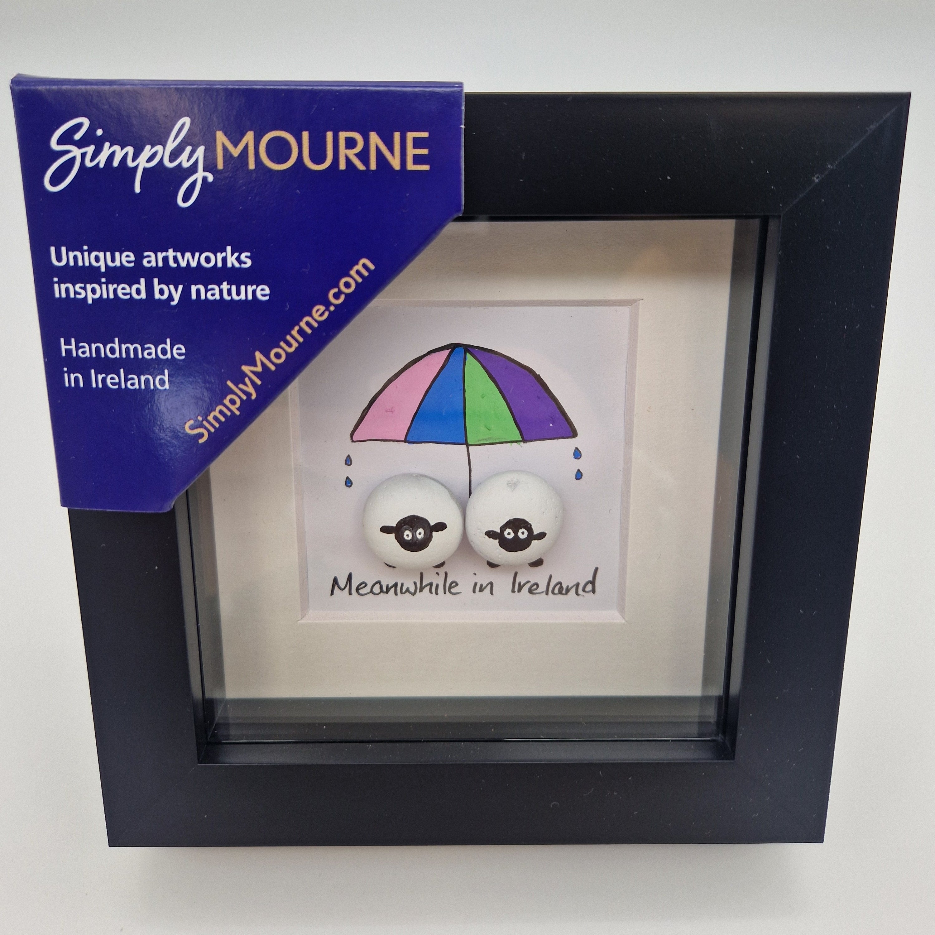 Meanwhile in Ireland Pebble Art Black Frame