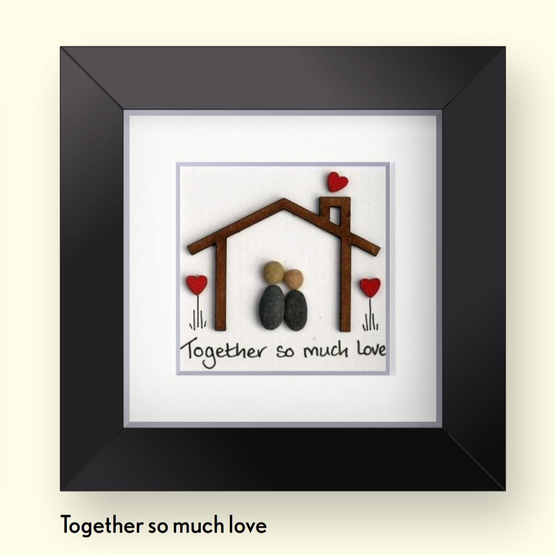 Together So Much Love Pebble Art 4x4" Black Frame