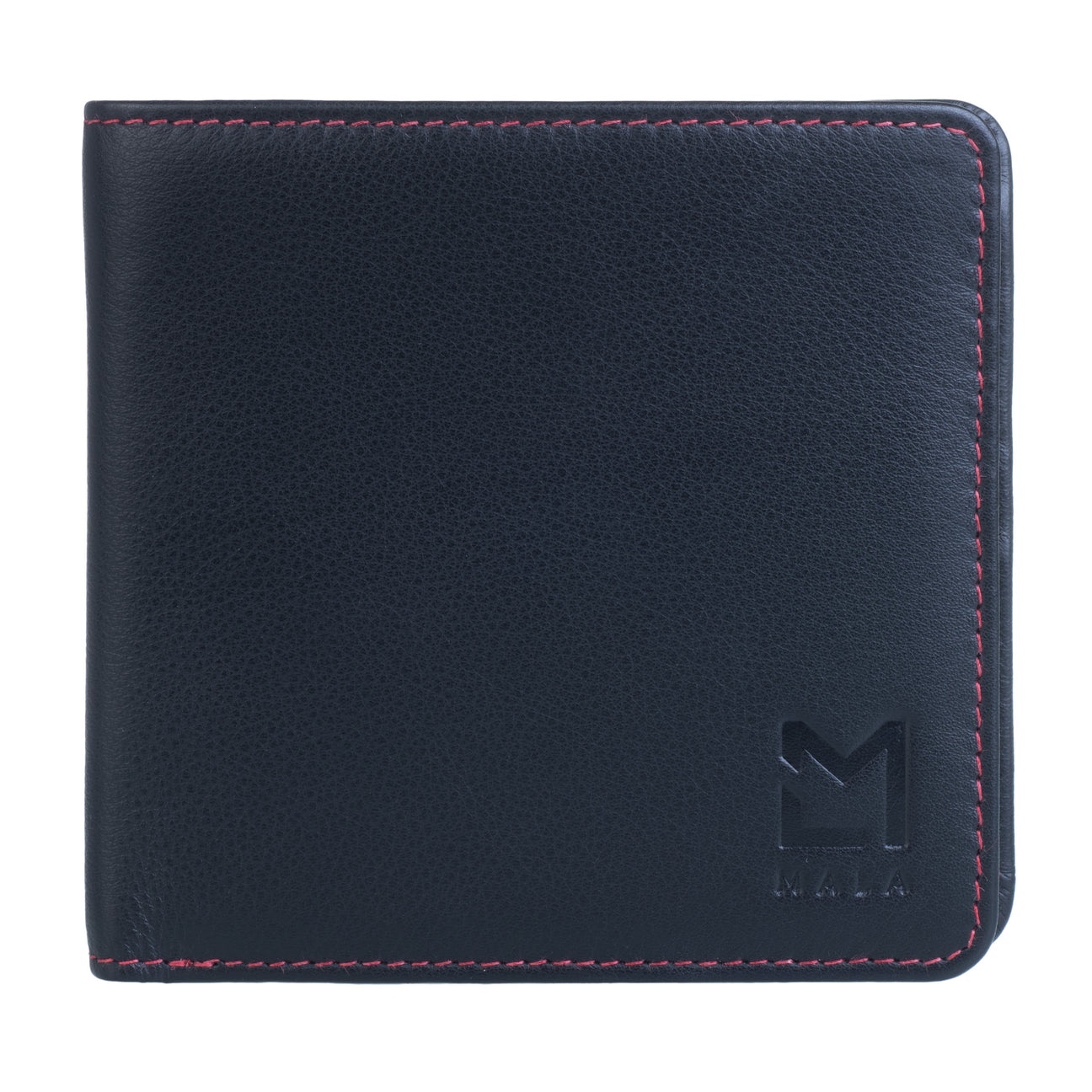 Hudson Black And Red Men's Slim Leather Wallet with Coin Pocket and RFID
