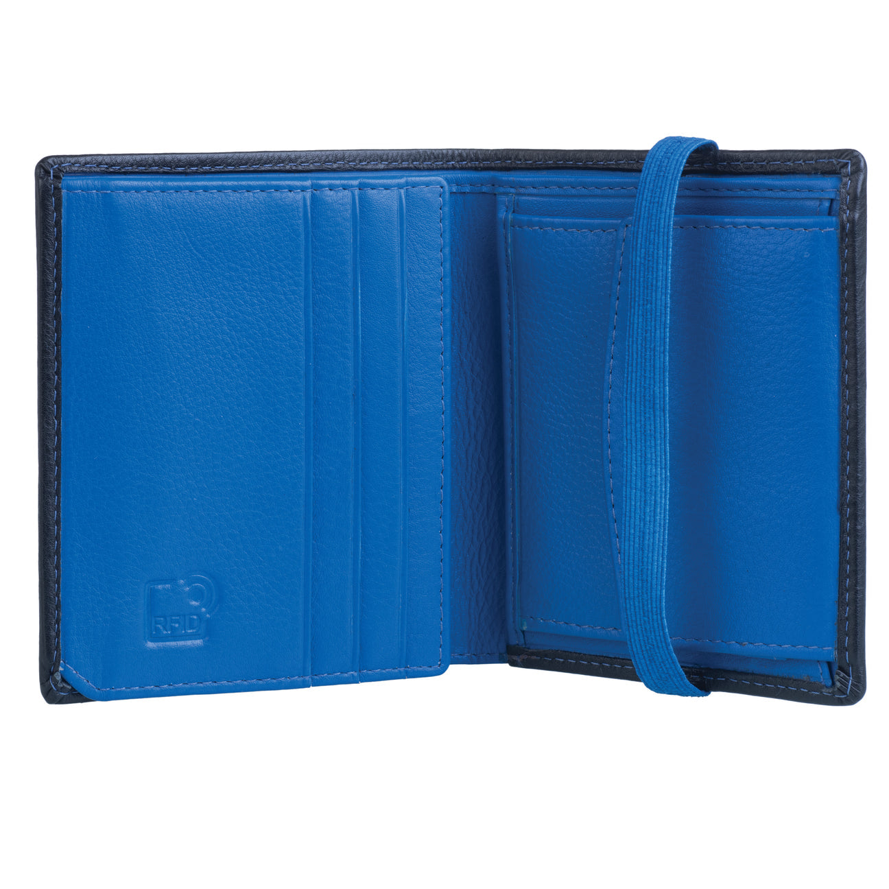 Hudson Black And Blue Men's Compact Wallet with RFID
