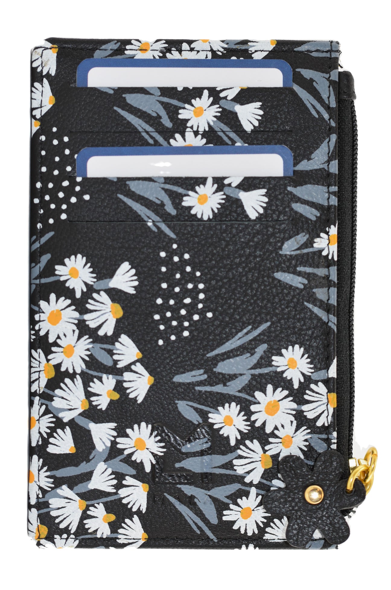 Shiloh Black Leather Card & Coin Purse With flowers And Butterfly