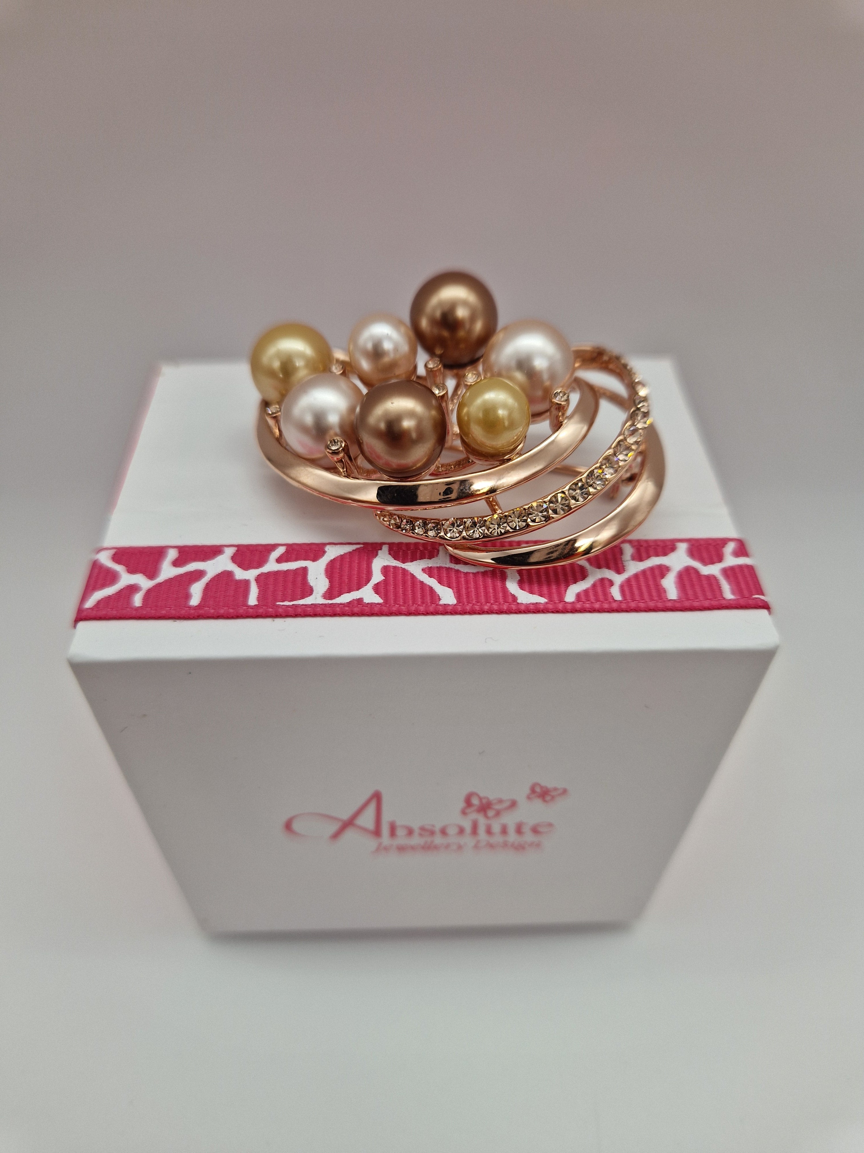 Absolute Rose Gold Multi-coloured Pear Brooch