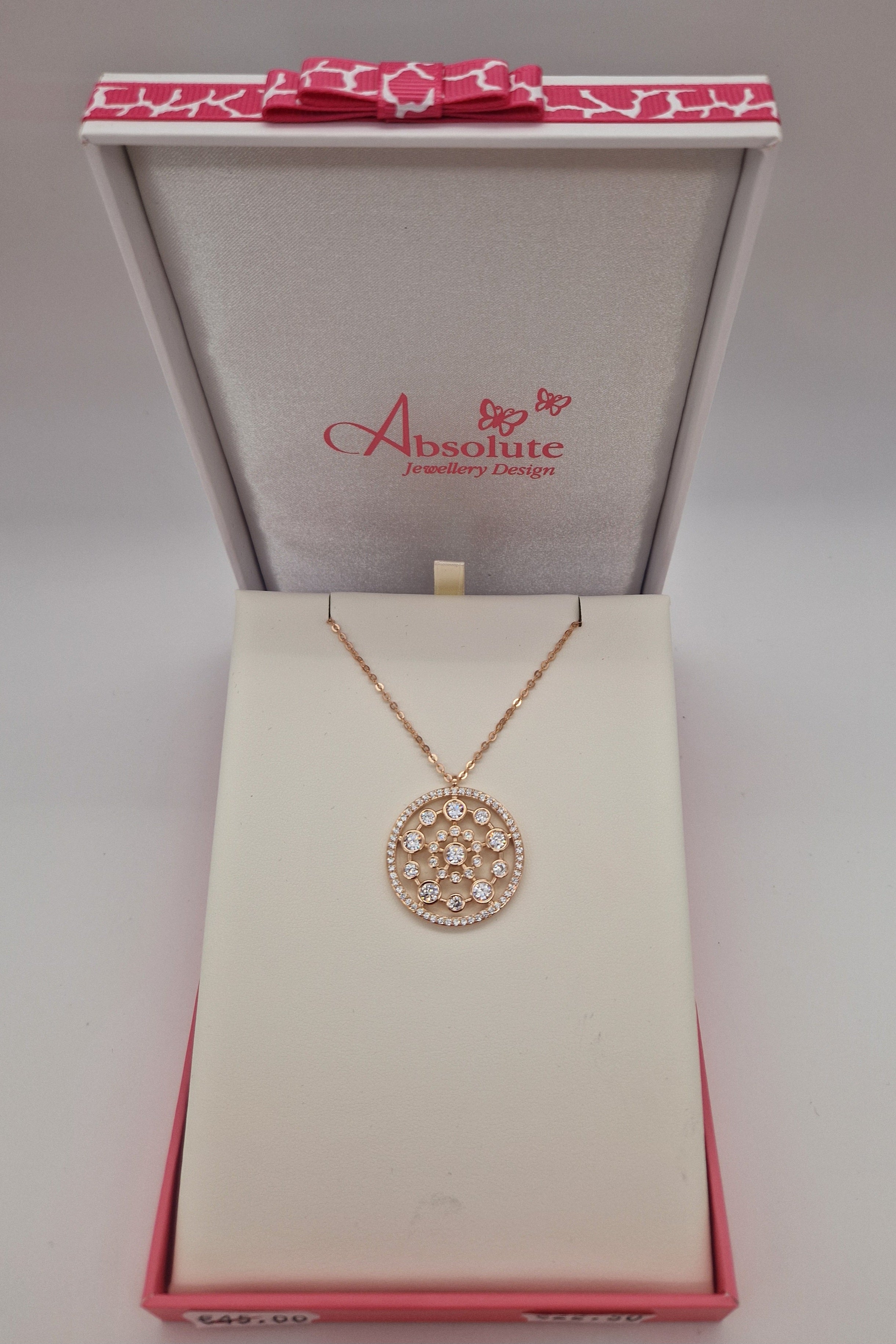 Absolute Rose Gold Long Circle Cubic Zirconia Pendant
