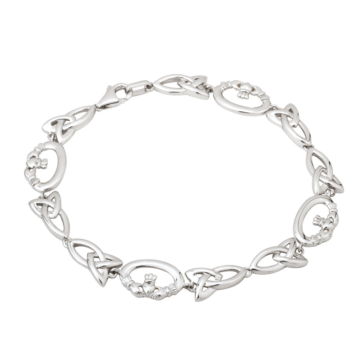 Sterling Silver Claddagh And Trinity Knot Bracelet