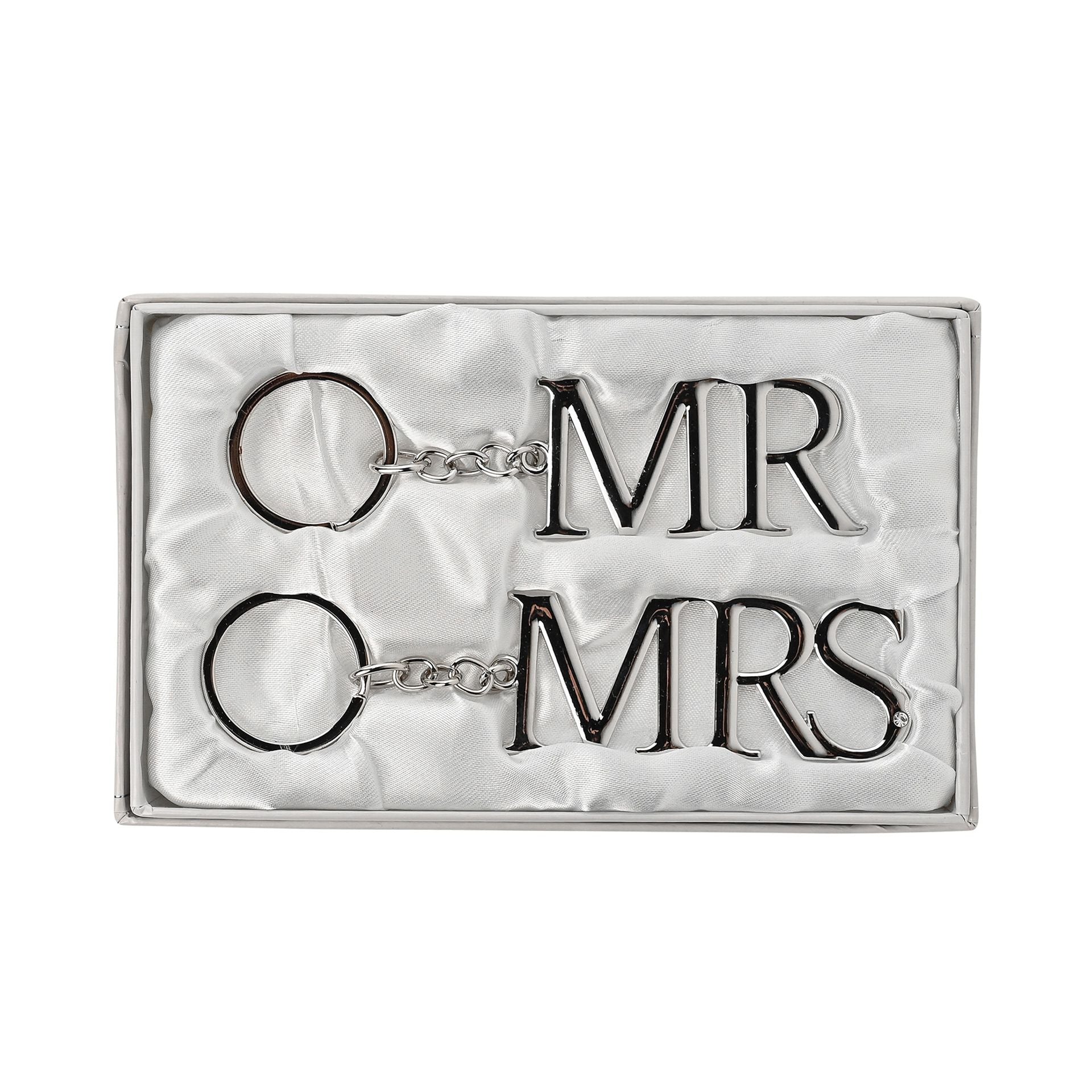 Amore Set of 2 Silverplated Keyrings 'Mr & Mrs'