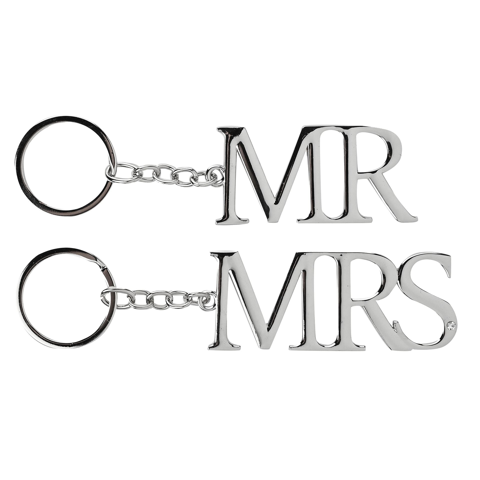 Amore Set of 2 Silverplated Keyrings 'Mr & Mrs'