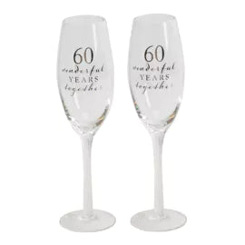 Amore Champagne Flutes Set of 2 - 60th Anniversary