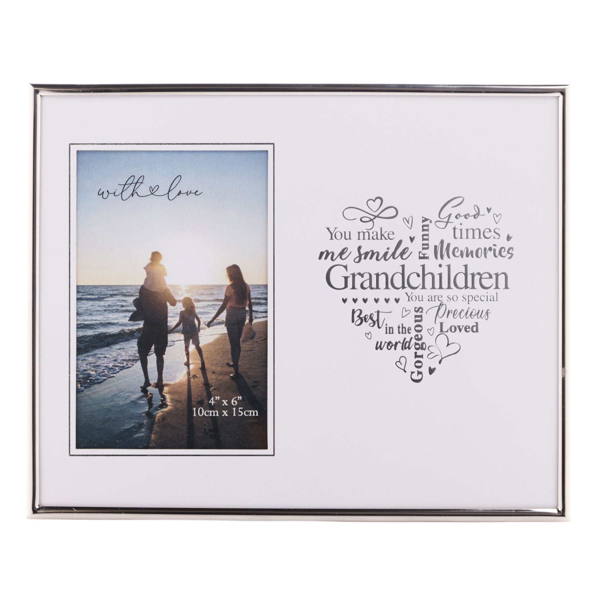 With Love Silver Heart Frame 4" x 6" - Grandchildren