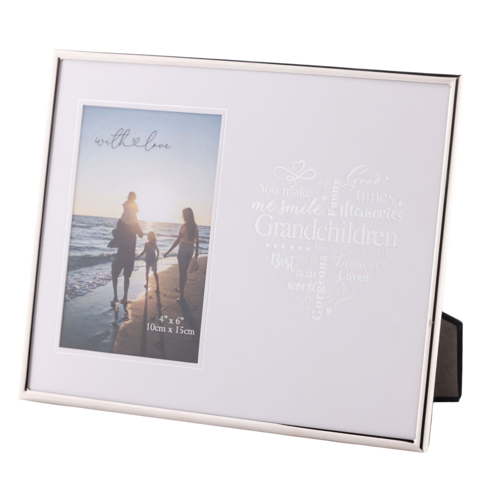 With Love Silver Heart Frame 4" x 6" - Grandchildren