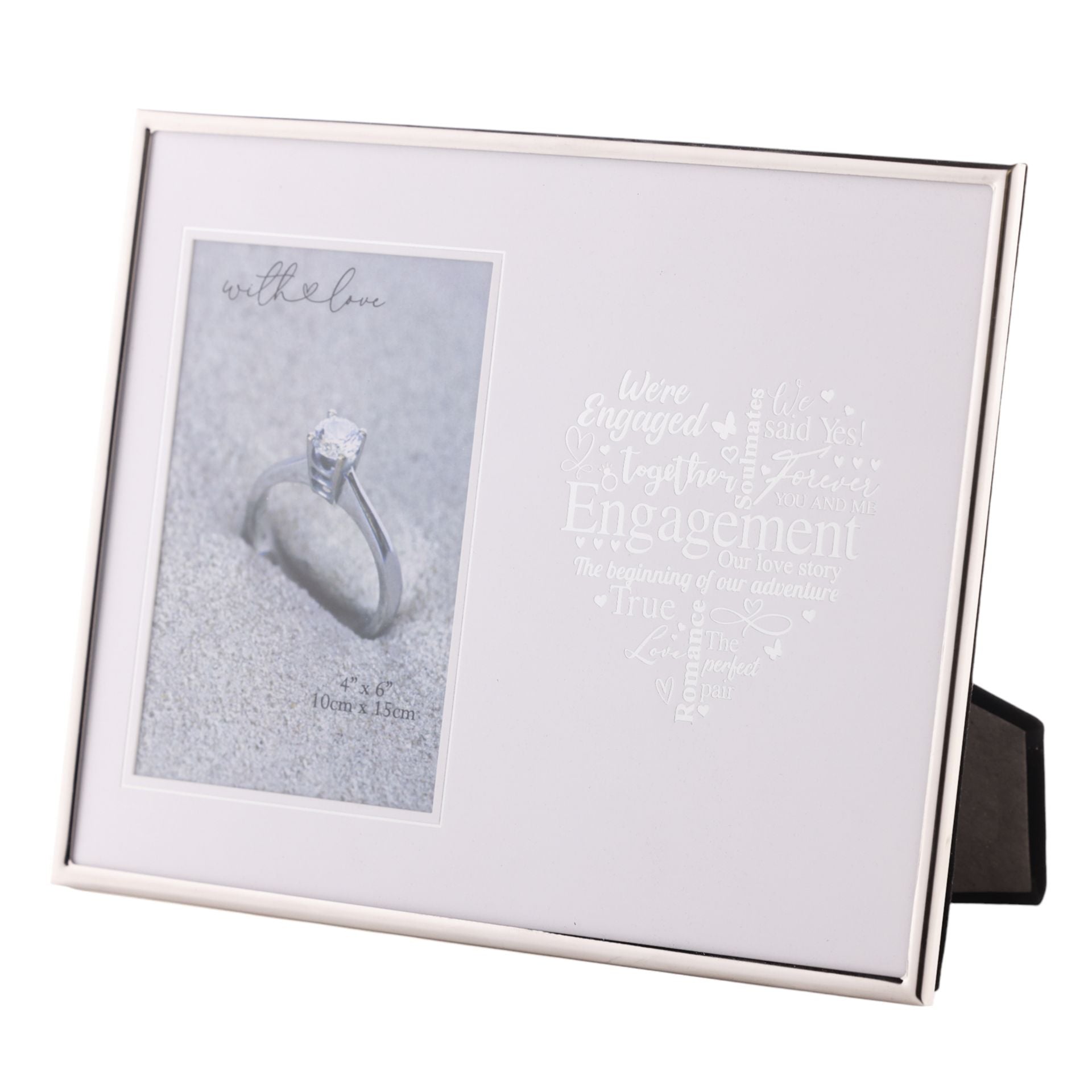 With Love Silver Heart Frame 4" x 6" - Engagement