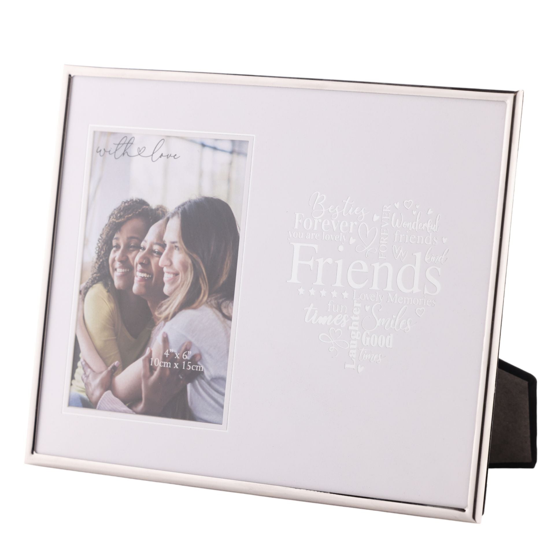 With Love Silver Heart Frame 4" x 6" - Friends