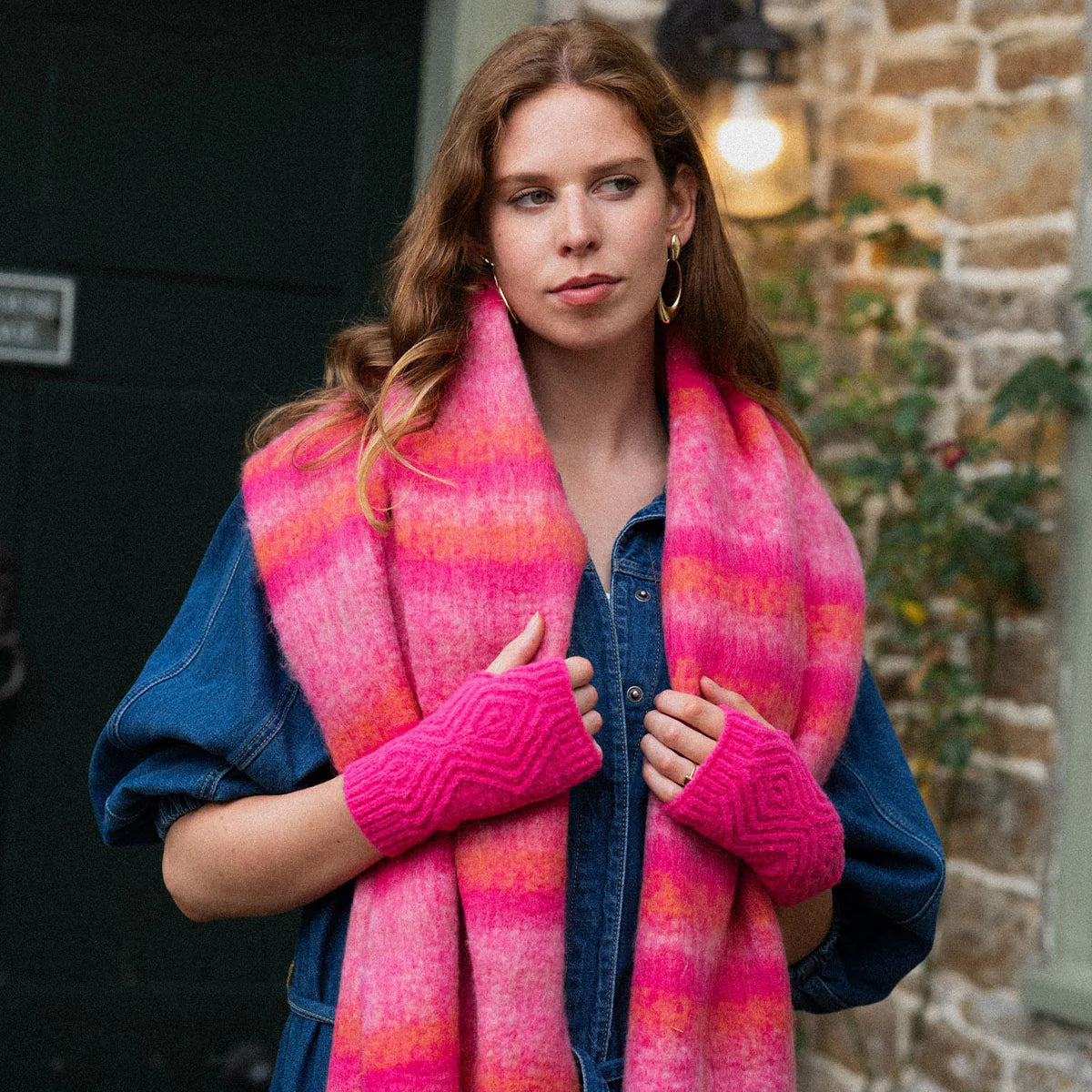 Zoe Blanket Scarf Pink, Orange And Purple